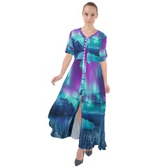 Lake Aurora Borealis Waist Tie Boho Maxi Dress by Ndabl3x