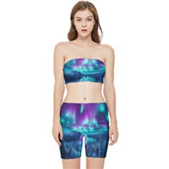 Lake Aurora Borealis Stretch Shorts And Tube Top Set by Ndabl3x