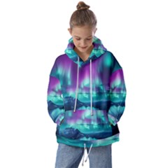 Lake Aurora Borealis Kids  Oversized Hoodie by Ndabl3x