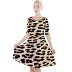 Leopard Print Quarter Sleeve A-line Dress