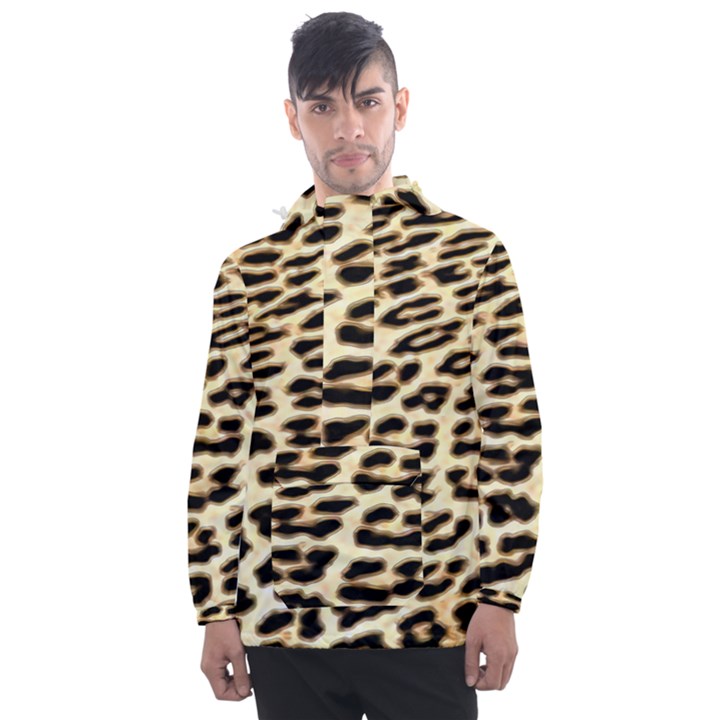 Leopard Print Men s Front Pocket Pullover Windbreaker