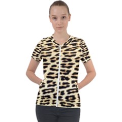 Leopard Print Short Sleeve Zip Up Jacket