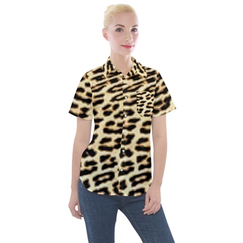 Leopard Print Women s Short Sleeve Pocket Shirt by TShirt44