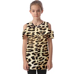 Leopard Print Fold Over Open Sleeve Top by TShirt44