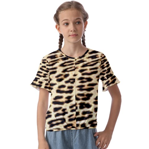 Leopard Print Kids  Cuff Sleeve Scrunch Bottom T-shirt by TShirt44