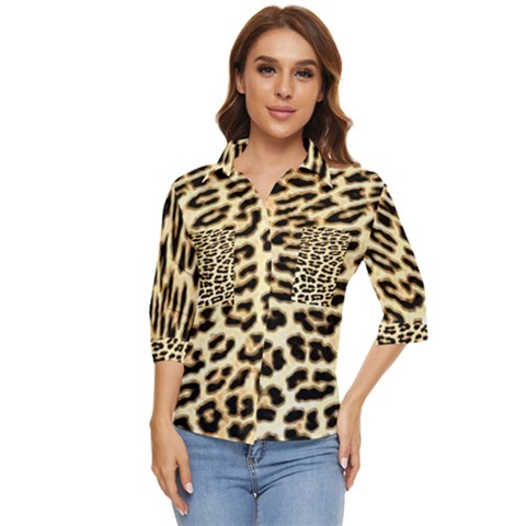 Leopard Print Women s Quarter Sleeve Pocket Shirt by TShirt44