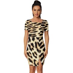 Leopard Print Fitted Knot Split End Bodycon Dress by TShirt44