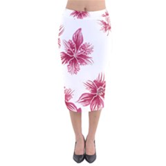 Hawaiian Flowers Velvet Midi Pencil Skirt by essentialimage