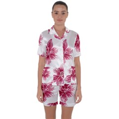 Hawaiian Flowers Satin Short Sleeve Pajamas Set by essentialimage