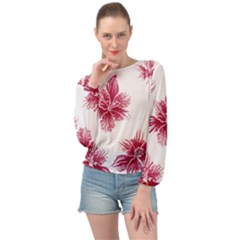 Hawaiian Flowers Banded Bottom Chiffon Top by essentialimage