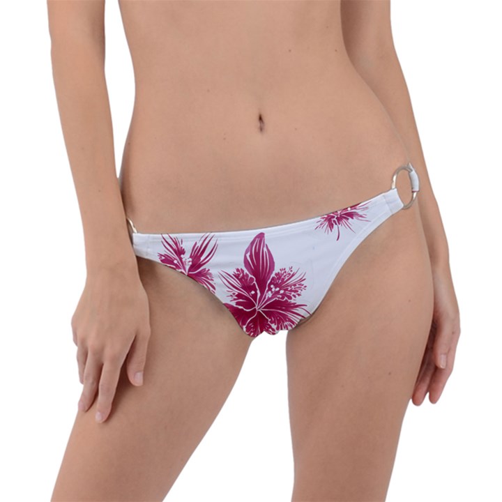 Hawaiian Flowers Ring Detail Bikini Bottoms