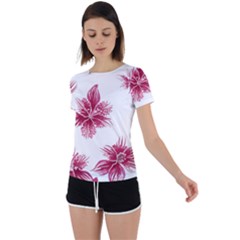 Hawaiian Flowers Back Circle Cutout Sports T-shirt by essentialimage