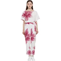 Hawaiian Flowers Batwing Lightweight Chiffon Jumpsuit by essentialimage