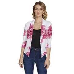 Hawaiian Flowers Women s Draped Front 3/4 Sleeve Shawl Collar Jacket by essentialimage