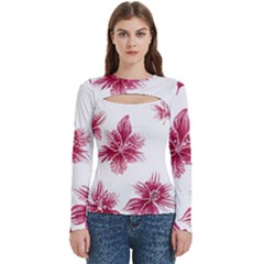 Hawaiian Flowers Women s Cut Out Long Sleeve T-shirt by essentialimage