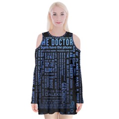 Doctor Who Tardis Velvet Long Sleeve Shoulder Cutout Dress by Cendanart