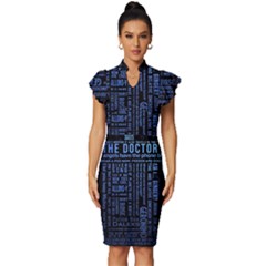 Doctor Who Tardis Vintage Frill Sleeve V-neck Bodycon Dress by Cendanart