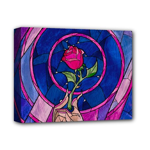 Enchanted Rose Stained Glass Deluxe Canvas 14  X 11  (stretched) by Cendanart