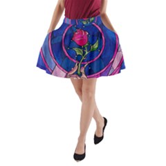 Enchanted Rose Stained Glass A-line Pocket Skirt by Cendanart