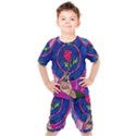 Enchanted Rose Stained Glass Kids  T-Shirt and Shorts Set View1