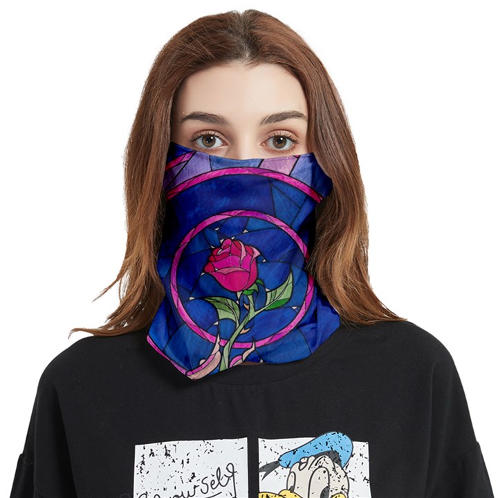 Enchanted Rose Stained Glass Face Covering Bandana (Two Sides)