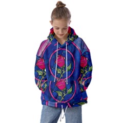 Enchanted Rose Stained Glass Kids  Oversized Hoodie by Cendanart