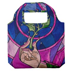 Enchanted Rose Stained Glass Premium Foldable Grocery Recycle Bag by Cendanart