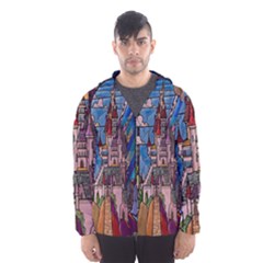 Castle Building Stained Glass Men s Hooded Windbreaker by Cendanart