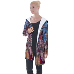 Castle Building Stained Glass Longline Hooded Cardigan by Cendanart