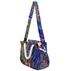 Castle Building Stained Glass Rope Handles Shoulder Strap Bag by Cendanart