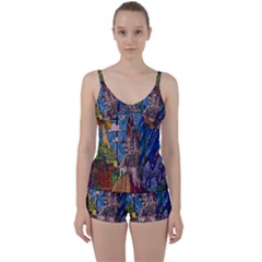 Castle Building Stained Glass Tie Front Two Piece Tankini by Cendanart