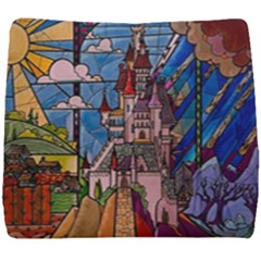 Castle Building Stained Glass Seat Cushion by Cendanart