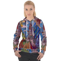 Castle Building Stained Glass Women s Overhead Hoodie by Cendanart