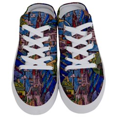 Castle Building Stained Glass Half Slippers by Cendanart