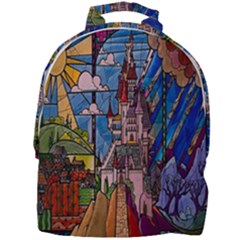 Castle Building Stained Glass Mini Full Print Backpack by Cendanart