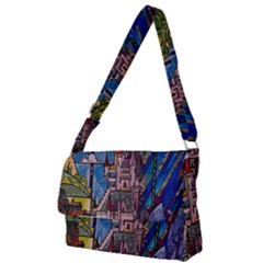 Castle Building Stained Glass Full Print Messenger Bag (s) by Cendanart