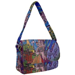 Castle Building Stained Glass Courier Bag by Cendanart