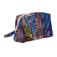 Castle Building Stained Glass Wristlet Pouch Bag (medium) by Cendanart