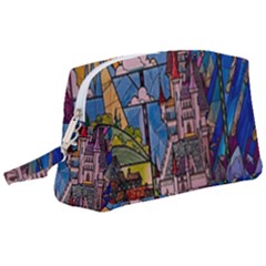 Castle Building Stained Glass Wristlet Pouch Bag (large) by Cendanart