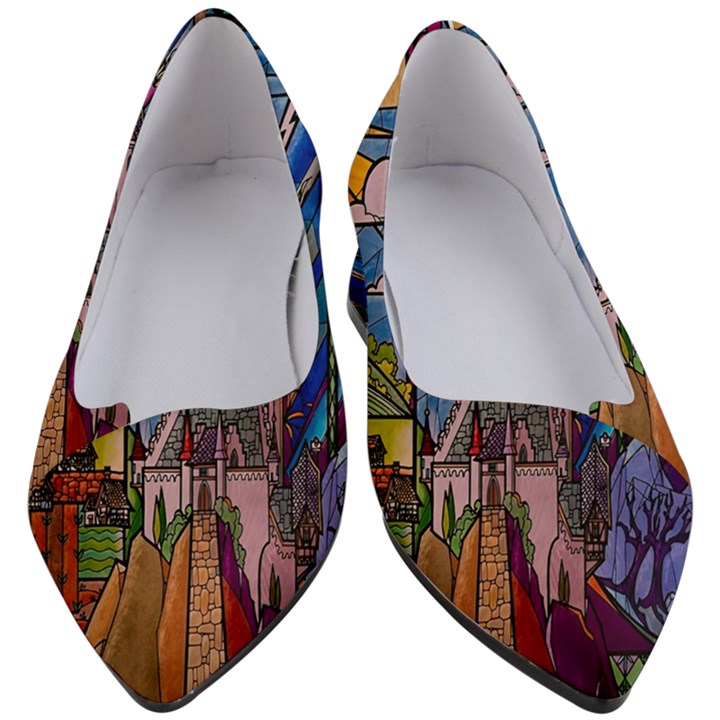 Castle Building Stained Glass Women s Block Heels 