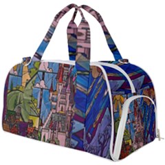 Castle Building Stained Glass Burner Gym Duffel Bag by Cendanart