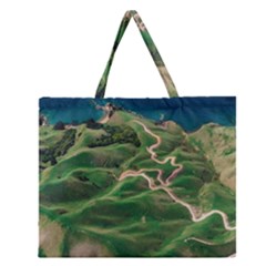 Coast Aerial View Beautiful Landscape Nature Ocean Road Graphy Aerial Coast Drone Zipper Large Tote Bag by Bedest