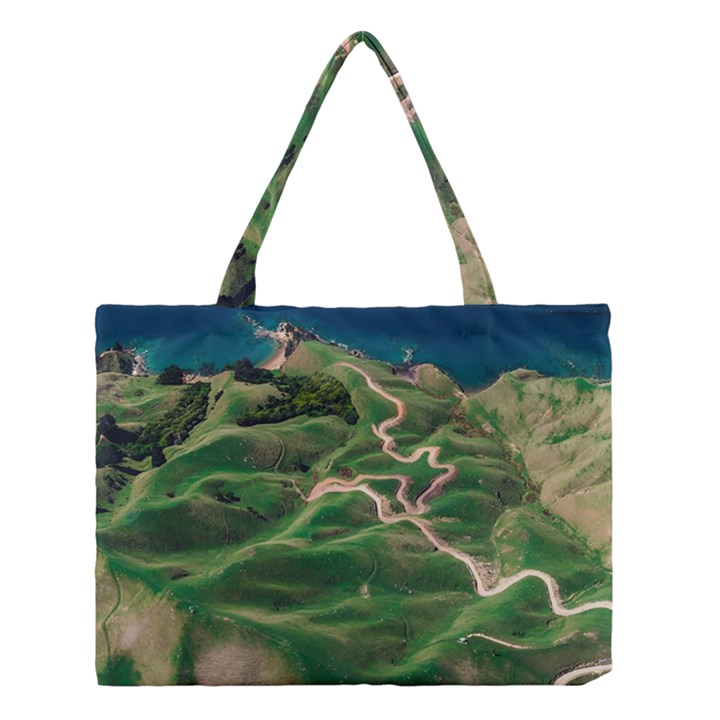 Coast Aerial View Beautiful Landscape Nature Ocean Road Graphy Aerial Coast Drone Medium Tote Bag