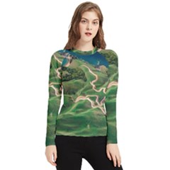 Coast Aerial View Beautiful Landscape Nature Ocean Road Graphy Aerial Coast Drone Women s Long Sleeve Rash Guard by Bedest