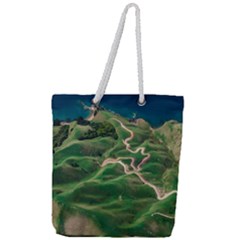 Coast Aerial View Beautiful Landscape Nature Ocean Road Graphy Aerial Coast Drone Full Print Rope Handle Tote (large) by Bedest