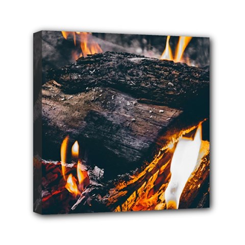 Wood Fire Camping Forest On Mini Canvas 6  X 6  (stretched) by Bedest