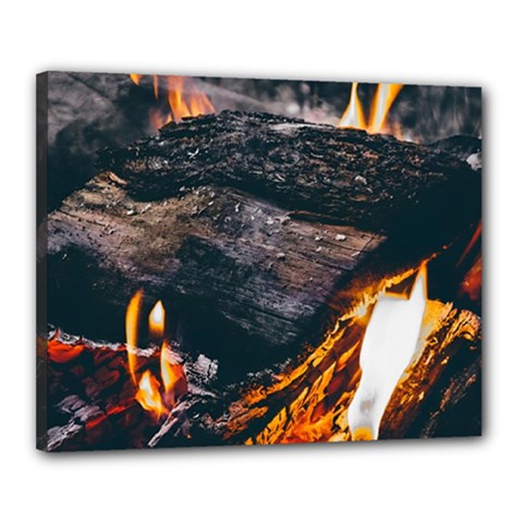 Wood Fire Camping Forest On Canvas 20  X 16  (stretched) by Bedest