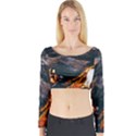 Wood Fire Camping Forest On Long Sleeve Crop Top View1