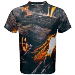 Wood Fire Camping Forest On Men s Cotton T-shirt by Bedest