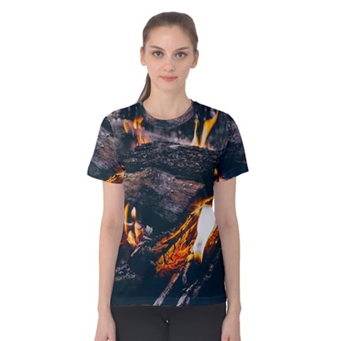 Wood Fire Camping Forest On Women s Cotton T-shirt by Bedest